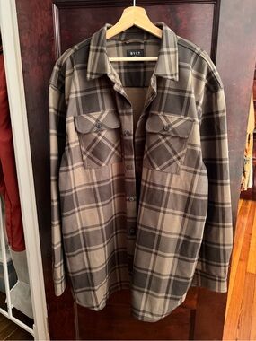 BYLT Basics Brown & Tan Plaid Shirt Jacket